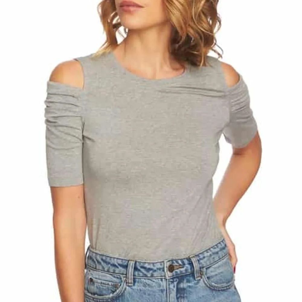 Gianni Bini Cold Shoulder Tee T‎ Shirt In Grey XS